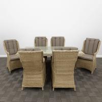 Комплект плетеной мебели ДЖЕЙН (6 кресел, стол 200х100) серый