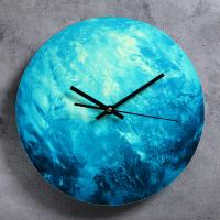 Часы настенные, серия: Интерьер, "Нептун", синие, светятся в темноте, d=30 см