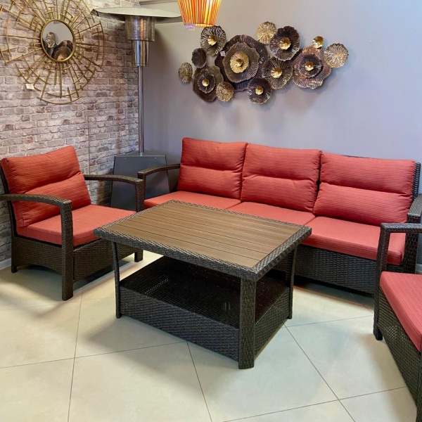 Комплект плетеной мебели ВЕНЕЦИЯ (комплектация: 3х-местный диван, 2 кресла, стол) Комплект плетеной мебели ВЕНЕЦИЯ (комплектация: 3х-местный диван, 2 кресла, стол)