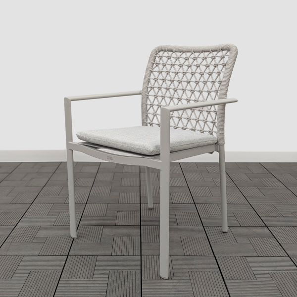 Кресло обеденное CLUB жгут св-серый каркас серый с подушкой ткань серая