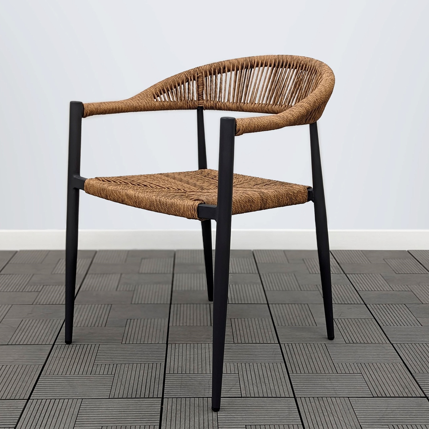 Кресло МИЯ жгут рыжий с подушкой темно-серой