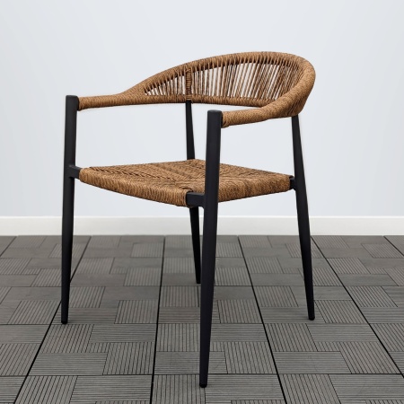 Кресло МИЯ жгут рыжий с подушкой темно-серой