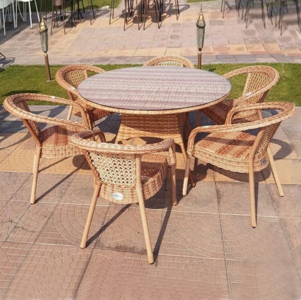 Комплект плетеной мебели Dagni, (стол 130 см + 6 кресел) кап Комплект плетеной мебели Dagni, (стол 130 см + 6 кресел) кап