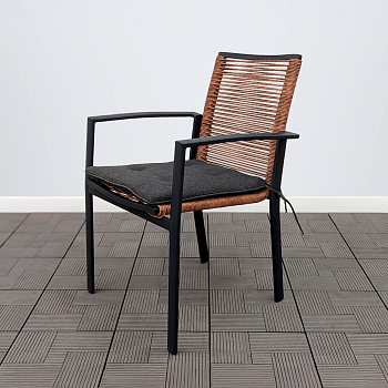 Кресло Julia жгут серый с подушкой темно-серой