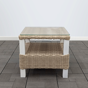 Столик кофейный со стеклом ЛИАНА 51х51х46 жгут 9677 каркас 9003