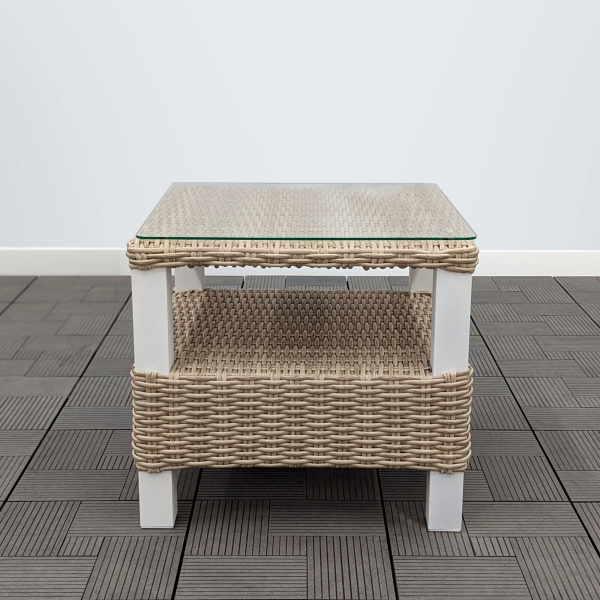 Столик кофейный со стеклом ЛИАНА 51х51х46 жгут 9677 каркас 9003