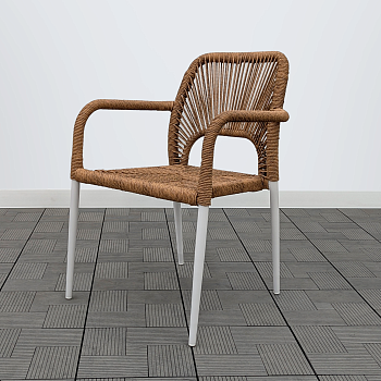 Кресло MILLET жгут рыжий каркас белый