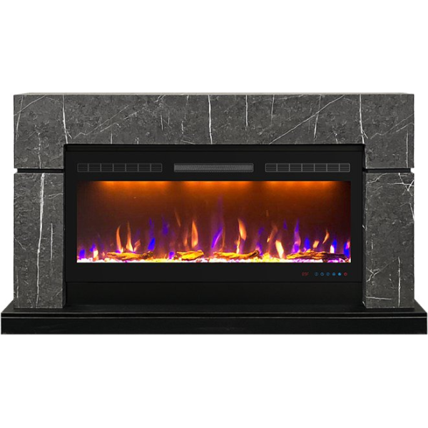 Каминокомплект Lindos Graphite (Ширина 1470мм) с очагами Crystal, Vision