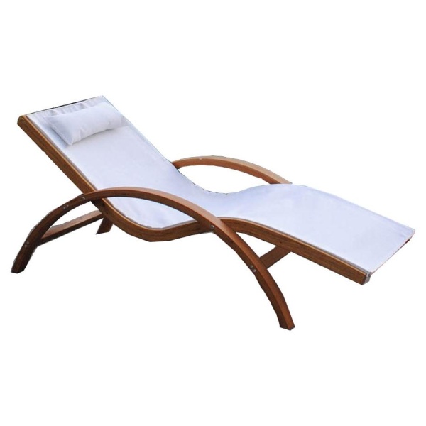 Шезлонг-лежак из сибирской лиственницы Мальта белый