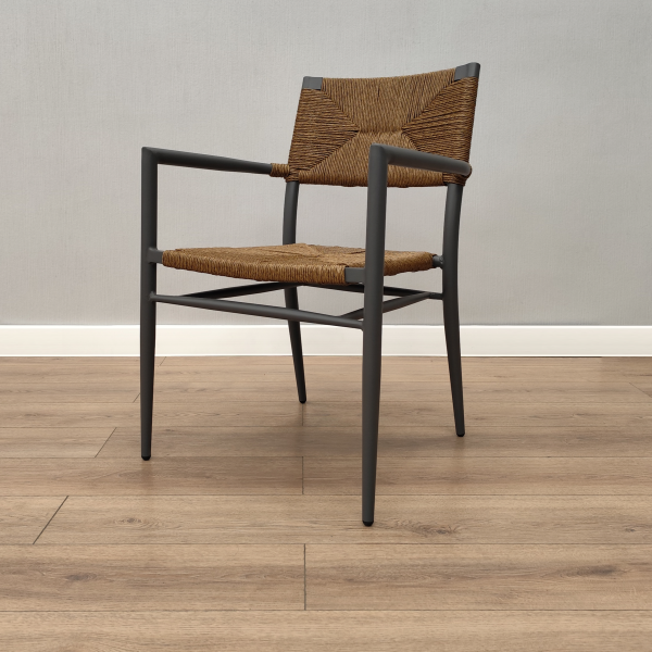 Кресло обеденное Альянс жгут коричневый каркас серый без подушки