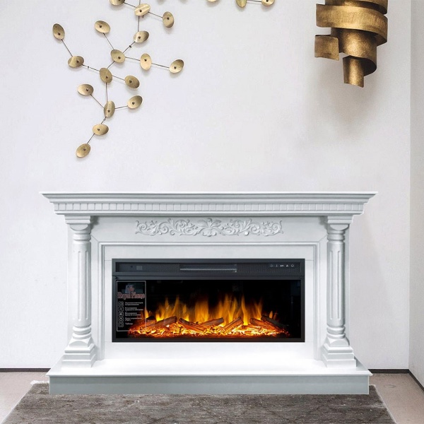 Каминокомплект Sicilia - Белый (Ширина 1530мм) с очагом Vision 42