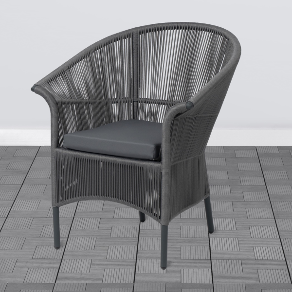 Кресло обеденное СЕЛИГЕР шнур Дым с подушкой BP007 каркас 7016