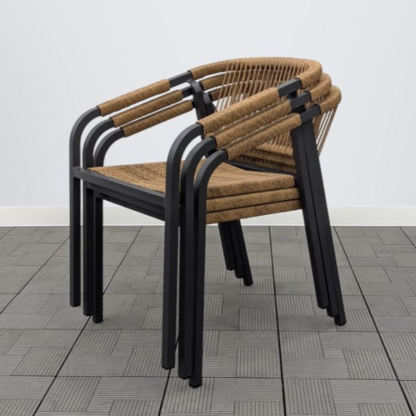 Комплект плетеной мебели обеденный BRNO антрацит (стол + 6 кресел) Комплект плетеной мебели обеденный BRNO антрацит (стол + 6 кресел)