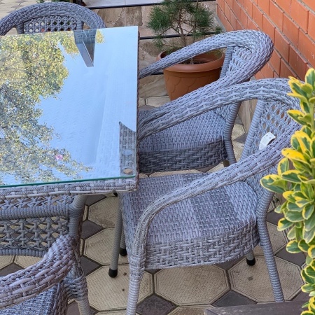 Комплект плетеной мебели Dagni (квадратный стол 90 см + 4 кресла)