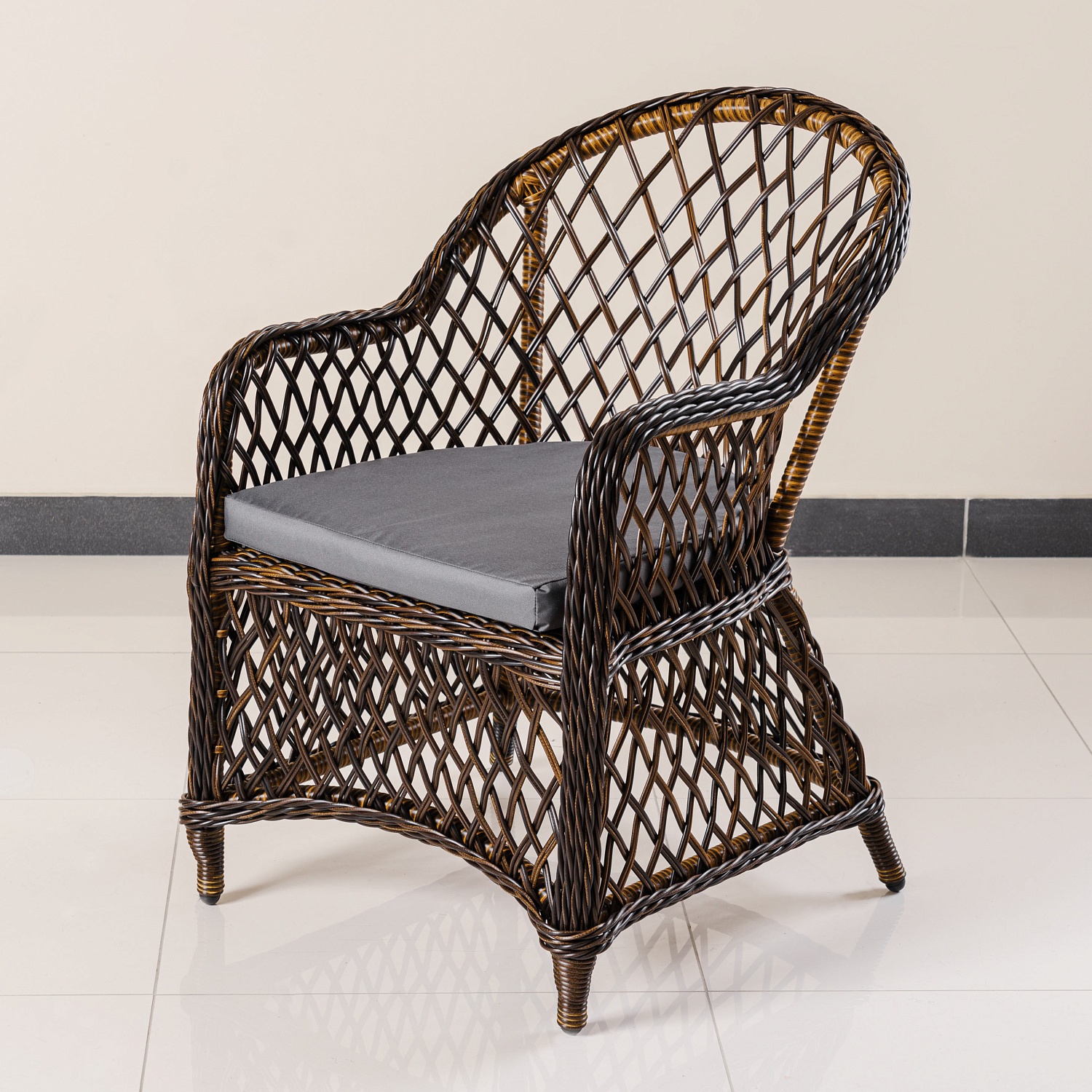 Кресло Уэльс ажурное плетение с подушкой