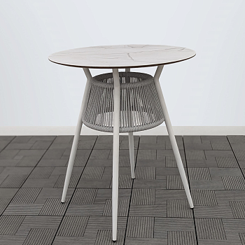 Стол РИЦА D-65 HPL жемчуг жгут 2058 каркас 9003