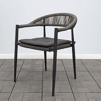 Кресло МИЯ жгут серый с подушкой темно-серой