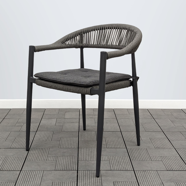 Кресло МИЯ жгут серый с подушкой темно-серой