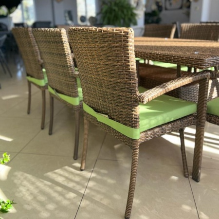 Комплект плетеной мебели Милан (стол 190 см + 8 стульев) дуб