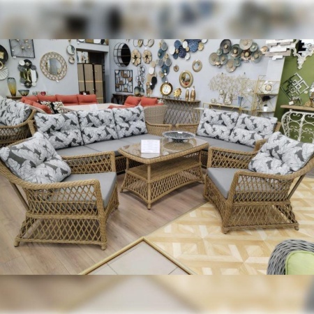 Комплект мебели Сицилия Лаунж в полной комплектации арт. 31614 с подушками олефин Комплект мебели Сицилия Лаунж в полной комплектации арт. 31614 с подушками олефин