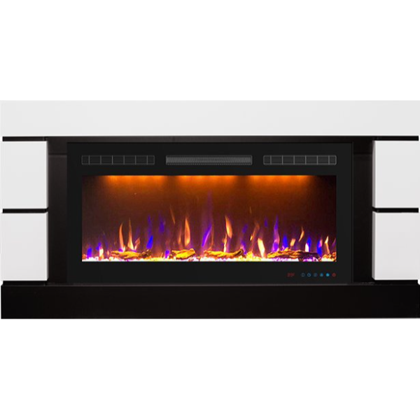 Каминокомплект Modern - Белый с черным (Высота 710 мм) с очагами Crystal 36 RF, Vision 42, 5D V-ART 40