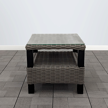 Столик кофейный со стеклом ЛИАНА 51х51х46 жгут 7425 каркас 9005