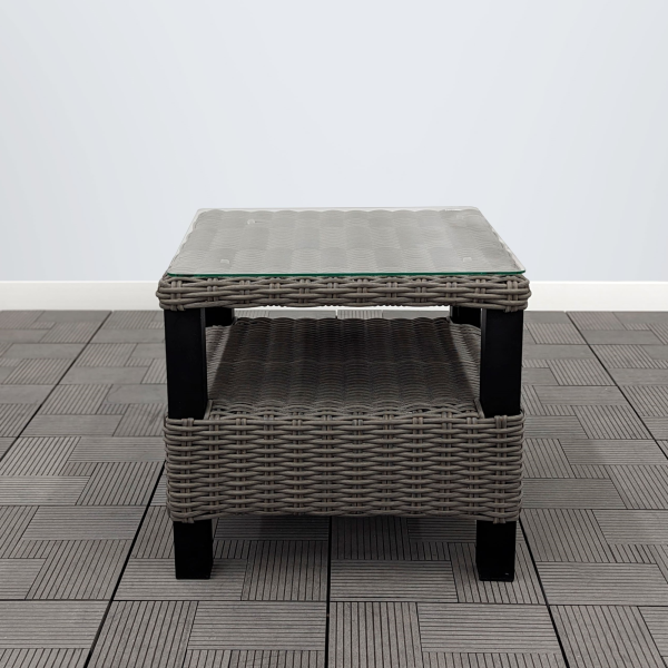 Столик кофейный со стеклом ЛИАНА 51х51х46 жгут 7425 каркас 9005