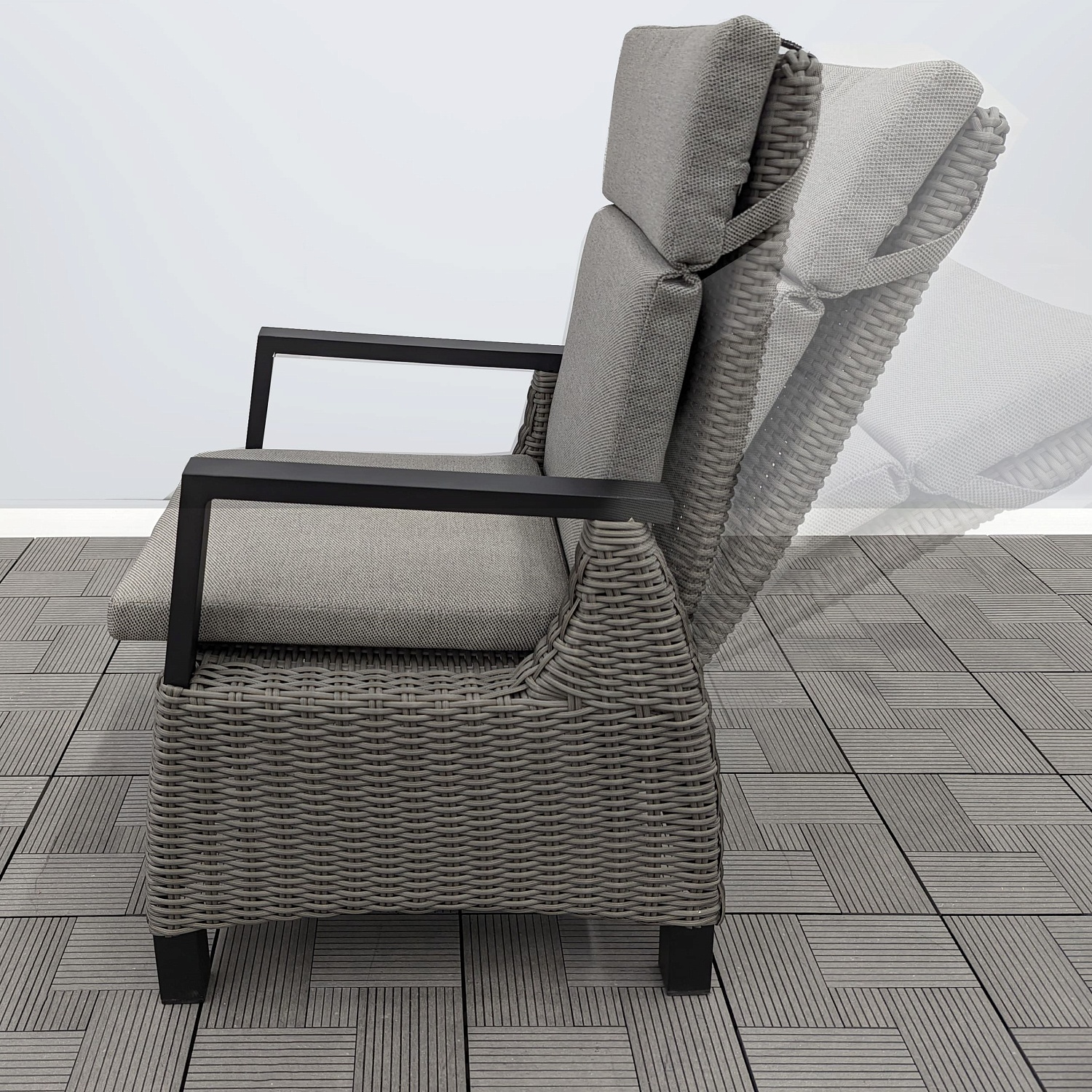 Кресло обеденное ЛИАНА с системой реклайн серое