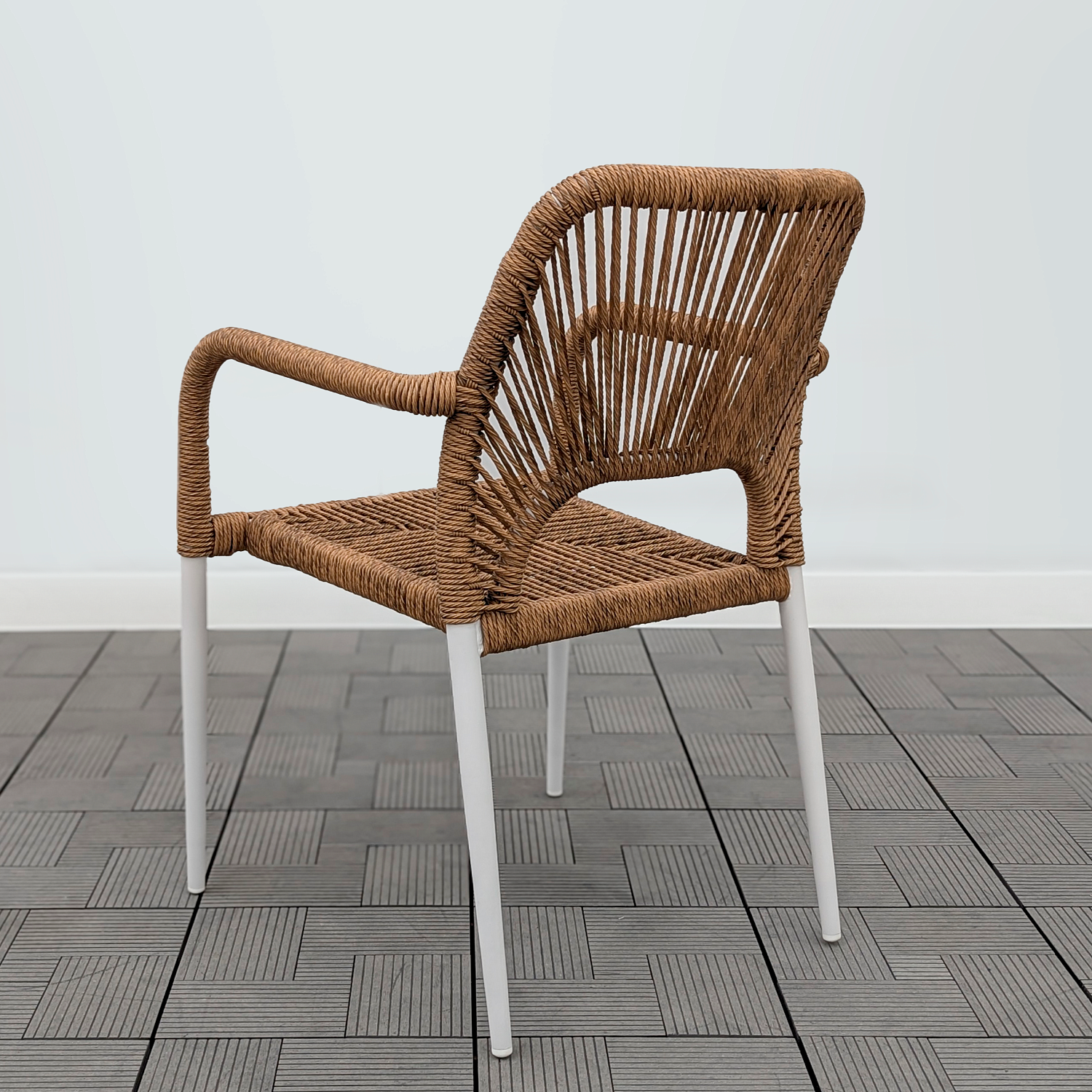 Кресло MILLET жгут рыжий каркас белый