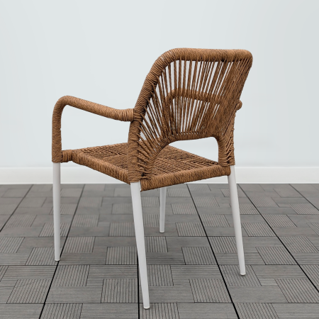 Кресло MILLET жгут рыжий каркас белый