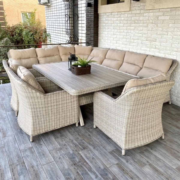 Комплект плетеной мебели Рио-Гранде (комплектация: угловой диван, стол 186 см, 3 кресла) Комплект плетеной мебели Рио-Гранде (комплектация: угловой диван, стол 186 см, 3 кресла)