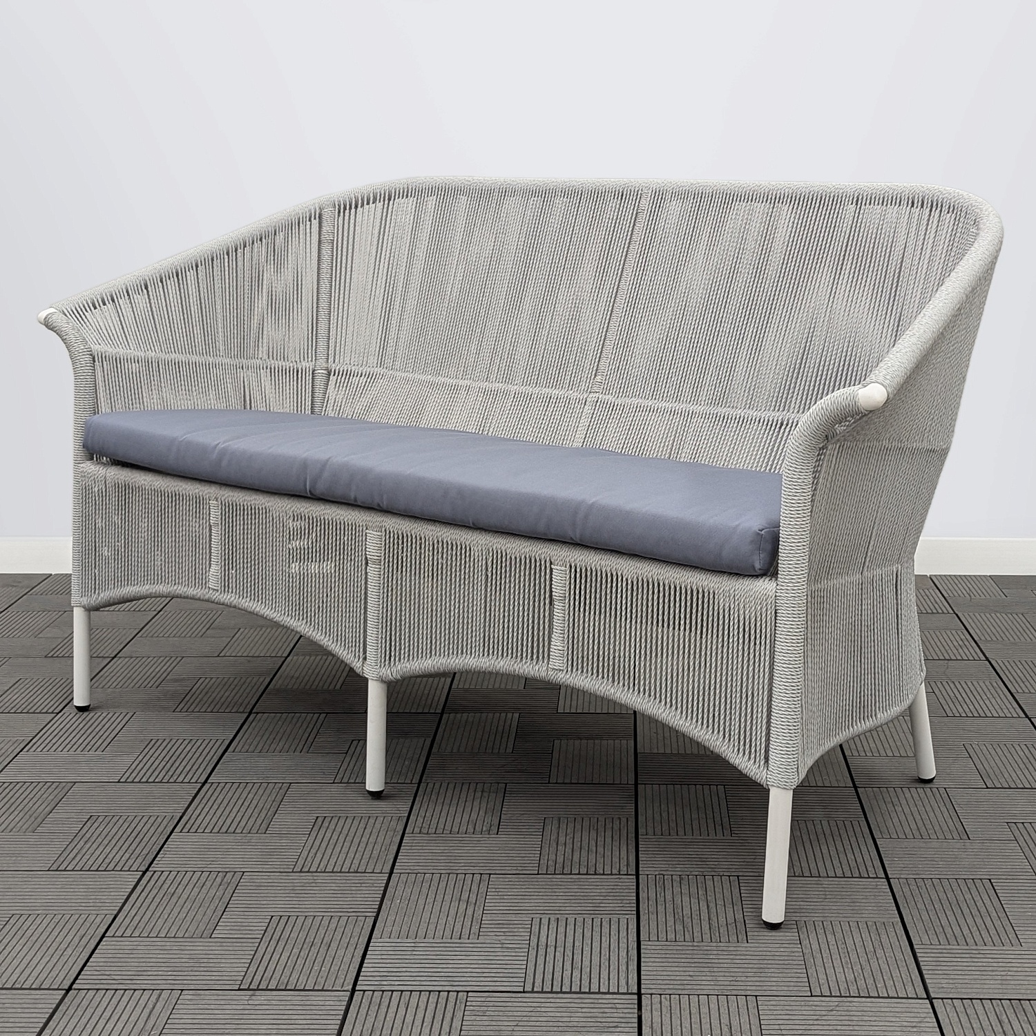 Скамья 2-х местная СЕЛИГЕР жгут 2058 с подушкой ткань 14808 каркас 9003