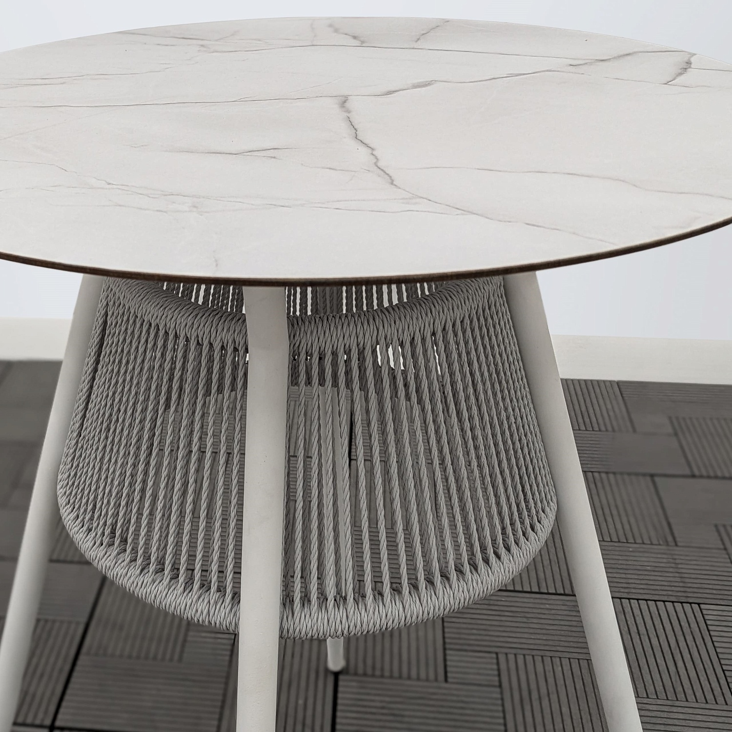 Стол РИЦА D-65 HPL жемчуг жгут 2058 каркас 9003