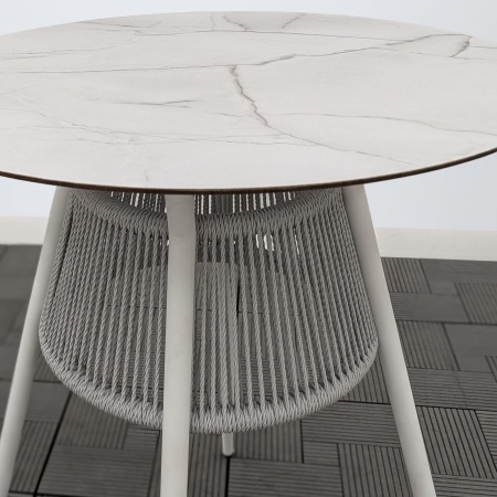 Стол РИЦА D-65 HPL жемчуг жгут 2058 каркас 9003