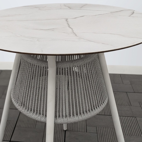 Стол РИЦА D-65 HPL жемчуг жгут 2058 каркас 9003