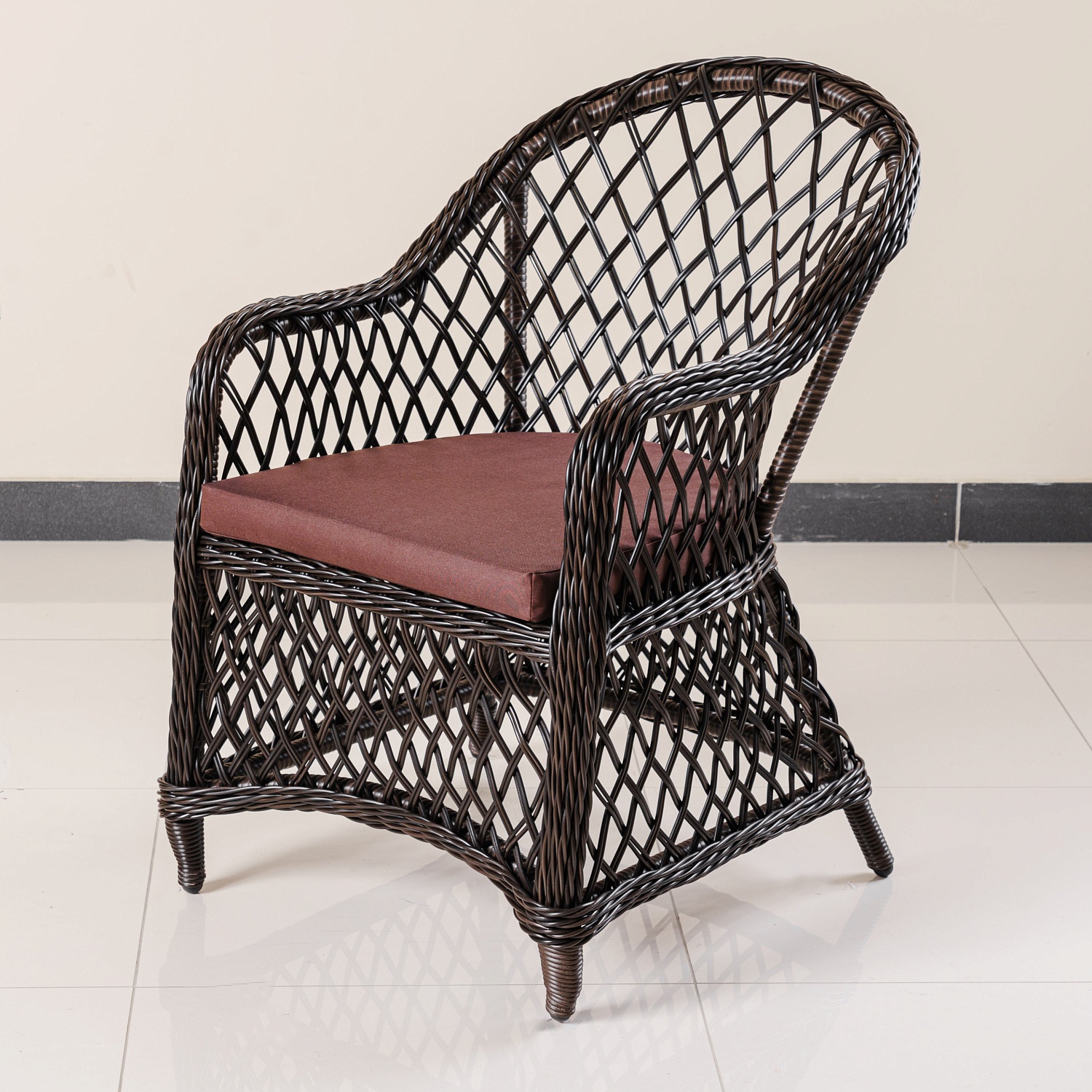 Кресло Уэльс ажурное плетение с подушкой