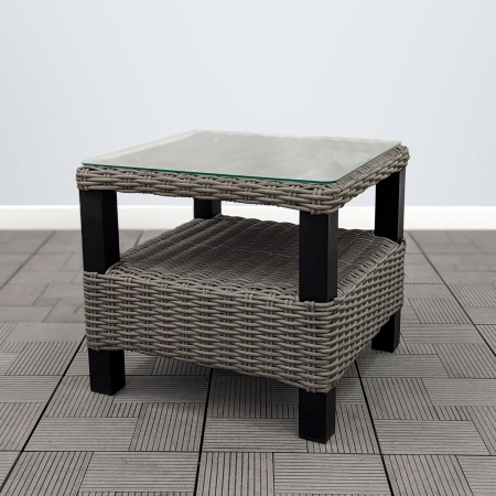 Столик кофейный со стеклом ЛИАНА 51х51х46 жгут 7425 каркас 9005