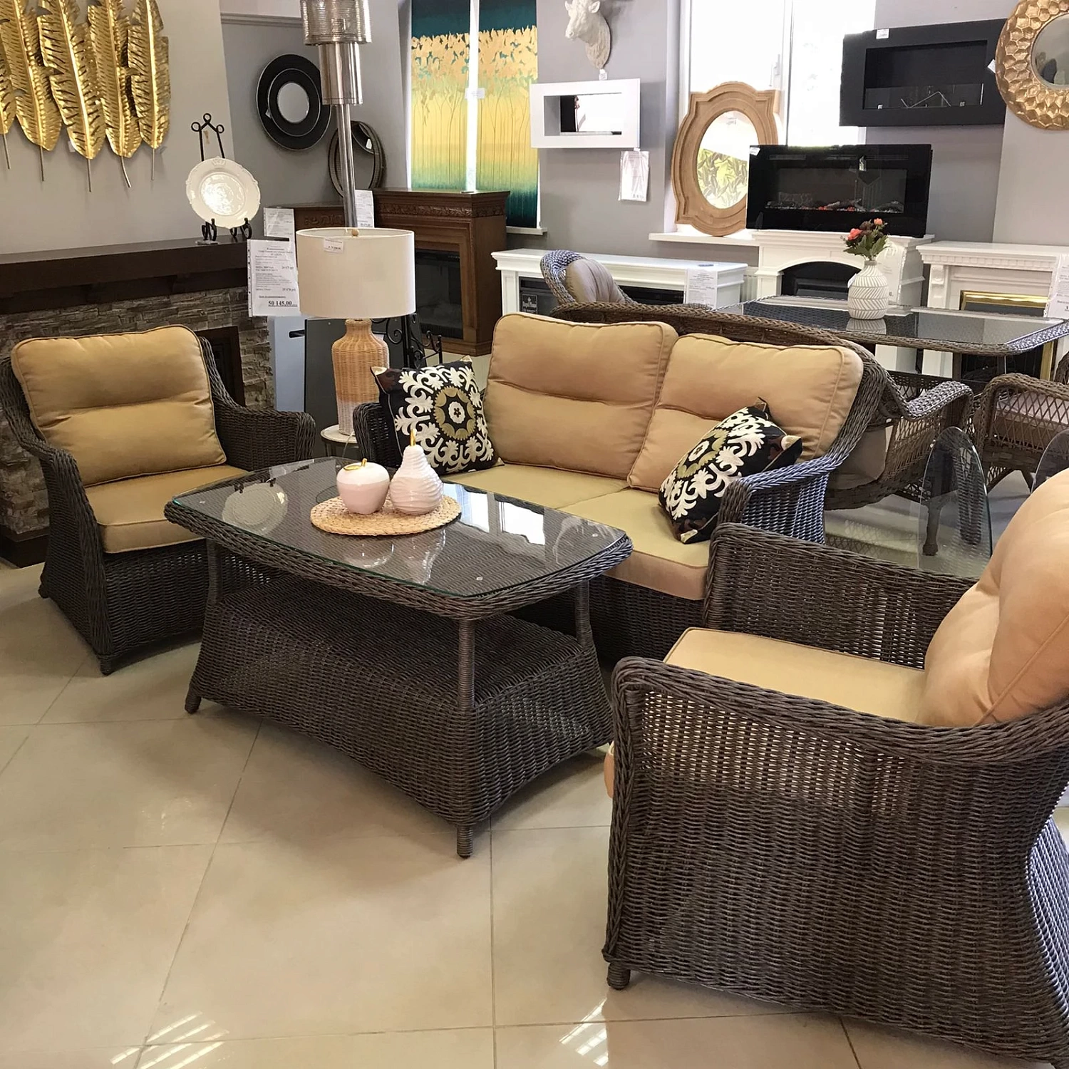 Комплект плетеной мебели Корфу лаунж с двухместным диваном Комплект плетеной мебели Корфу лаунж с двухместным диваном