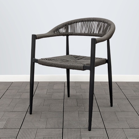 Кресло МИЯ жгут серый с подушкой темно-серой