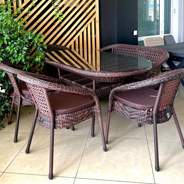 Комплект мебели Dagni с овальным столом шоколад Комплект мебели Dagni с овальным столом шоколад