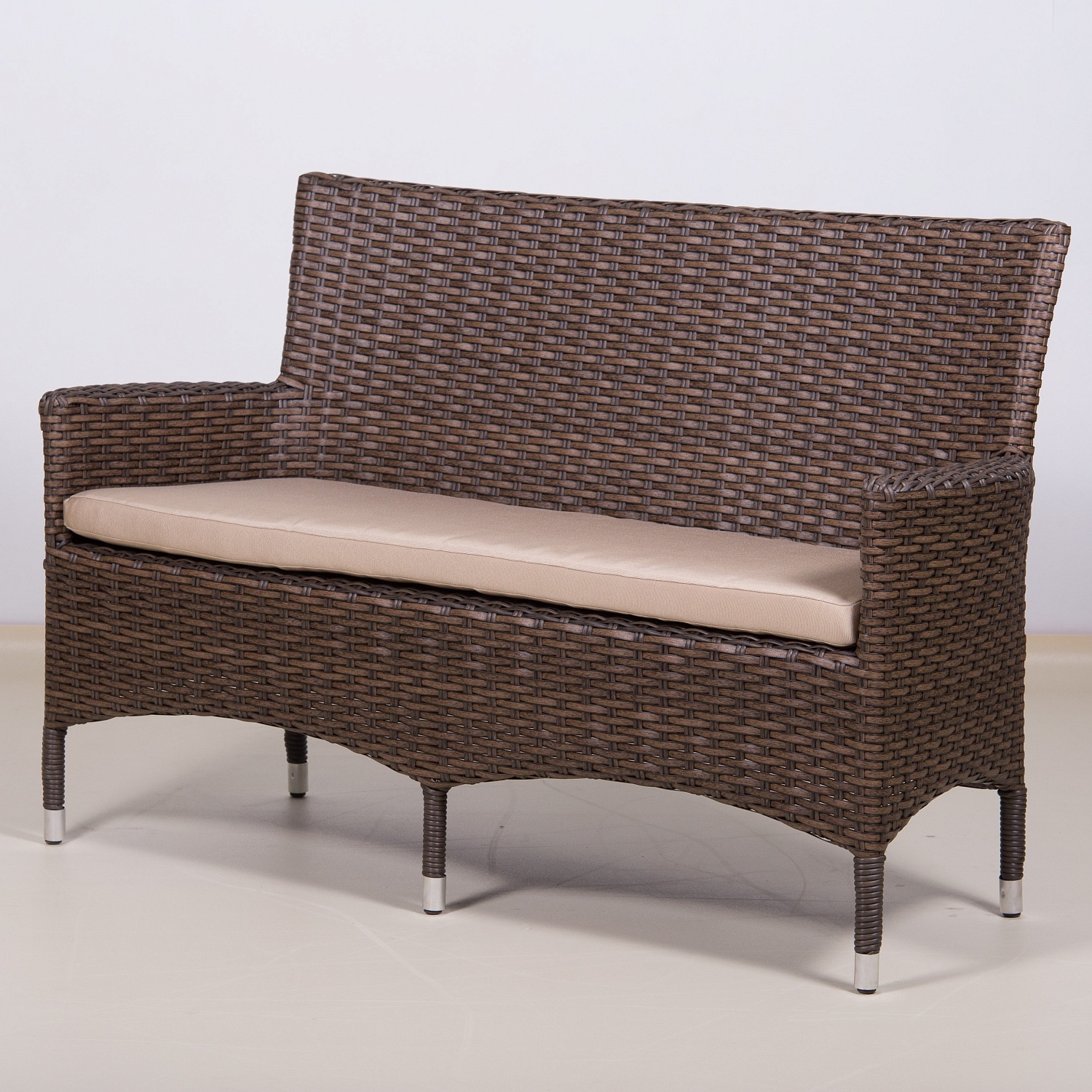 ПЛЕТЕНАЯ ЛАВКА 2-Х МЕСТНАЯ КИПР С ПОДУШКОЙ