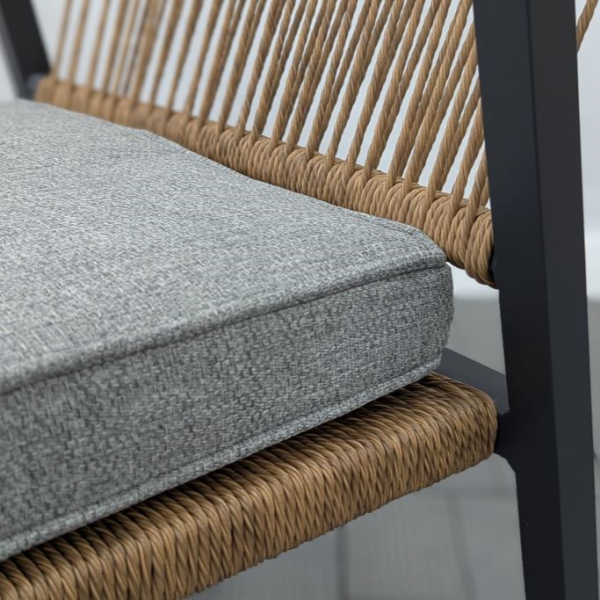 Кресло BRNO жгут рыжий каркас белый с подушкой ткань серая Кресло BRNO жгут рыжий каркас белый с подушкой ткань серая