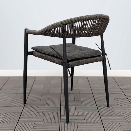 Кресло МИЯ жгут серый с подушкой темно-серой