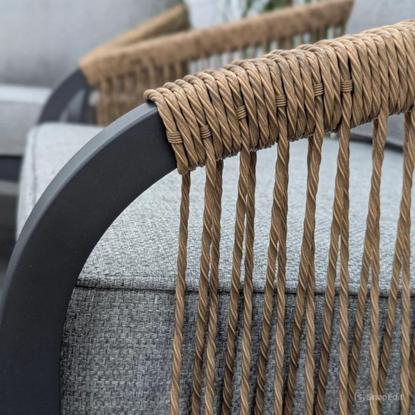 Комплект плетеной мебели CALI каркас антрацит (диван 3-х + коф.столик + 2 кресла с подушками) Комплект плетеной мебели CALI каркас антрацит (диван 3-х + коф.столик + 2 кресла с подушками)