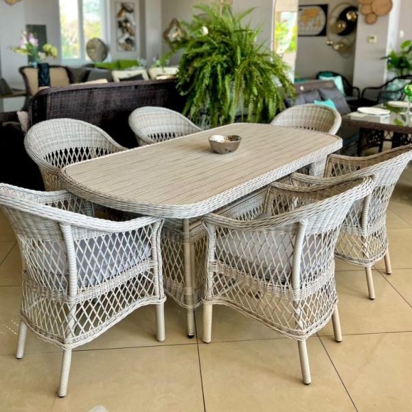 Комплект мебели Madison обеденный (стол+6 кресел) серый Комплект мебели Madison обеденный (стол+6 кресел) серый