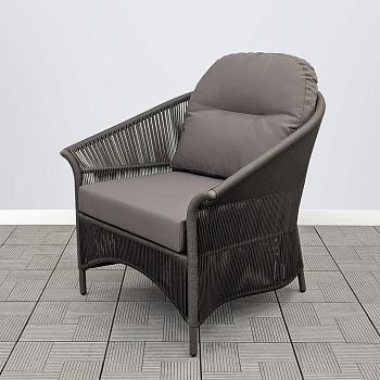 Кресло СЕЛИГЕР лаунж шнур графит с подушкой ткань 13805 каркас 6818