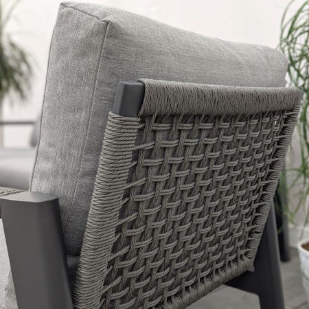 Комплект плетеной мебели HANA каркас чёрный (диван 3-х + коф.столик + 2 кресла с подушками)