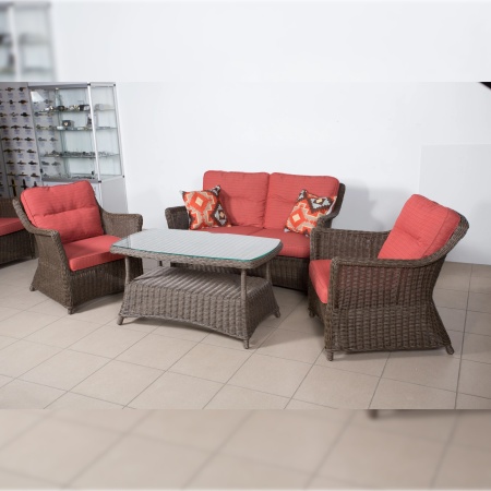 Комплект плетеной мебели Корфу лаунж с двухместным диваном Комплект плетеной мебели Корфу лаунж с двухместным диваном