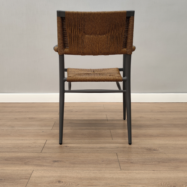 Кресло обеденное Альянс жгут коричневый каркас серый без подушки