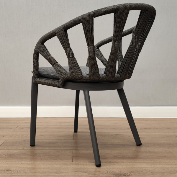 Кресло обеденное Tornado жгут серый каркас серый с подушкой серой Кресло обеденное Tornado жгут серый каркас серый с подушкой серой